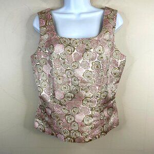 Dressbarn Vintage Womens Brocade Floral Top Size 8 Pink Coquette Feminine Dainty